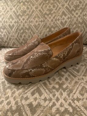 Vionic Kensley Brown Metallic Snake Leather Loafers